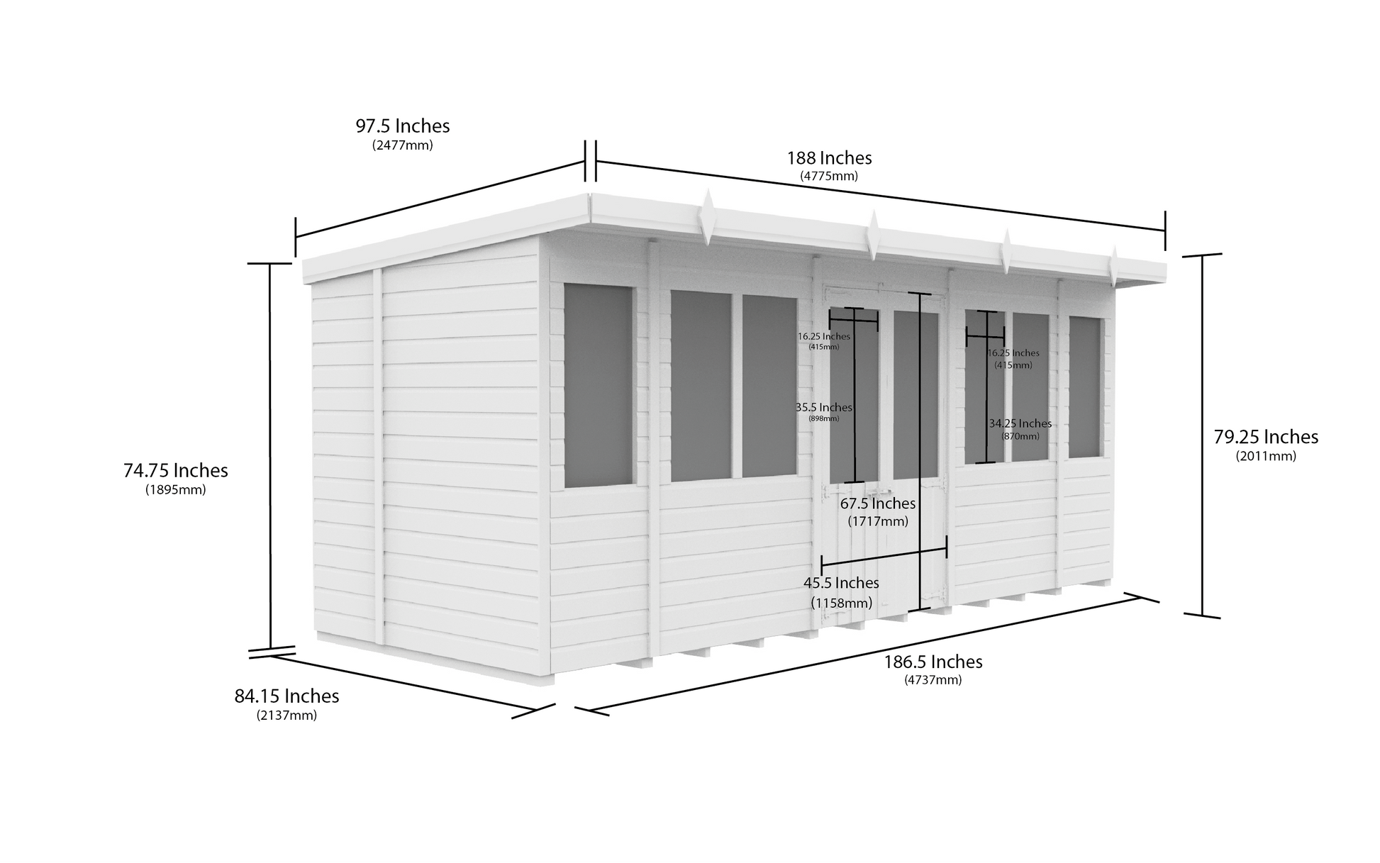 16 x 7 Pent Summer House - view 3