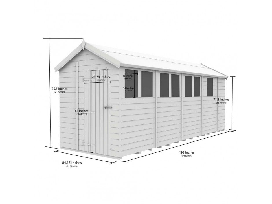 7 x 17 Apex Shed (Single Door, With Windows) - view 3