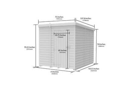6 x 9 Pent Shed (Single Door, With Windows) - view 4