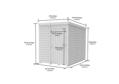 5 x 9 Pent Shed (Single Door, No Windows) - view 6