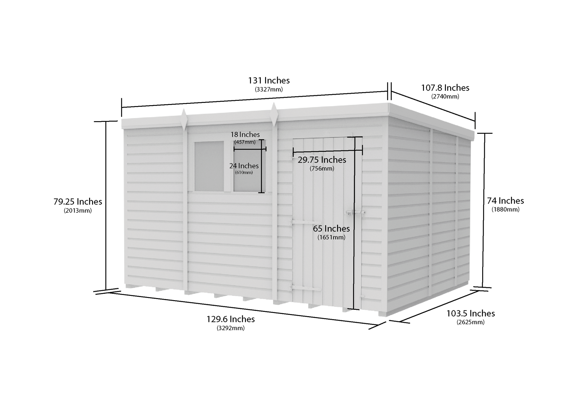 11 x 9 Pent Shed (Single Door, With Windows) - view 5
