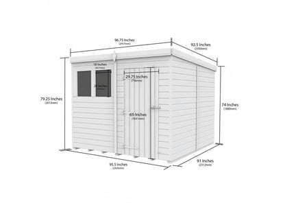 8 x 8 Pent Shed (Single Door, No Windows) - view 4