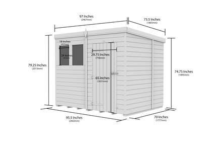 8 x 6 Pent Shed (Single Door, With Windows) - view 4