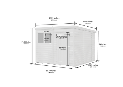 8 x 10 Pent Shed (Single Door, With Windows) - view 3