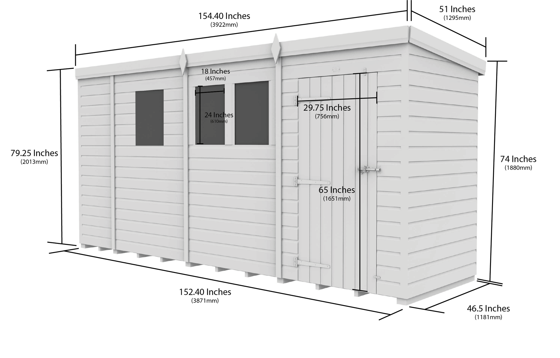 13 x 4 Security Pent Shed - Security Pent Shed