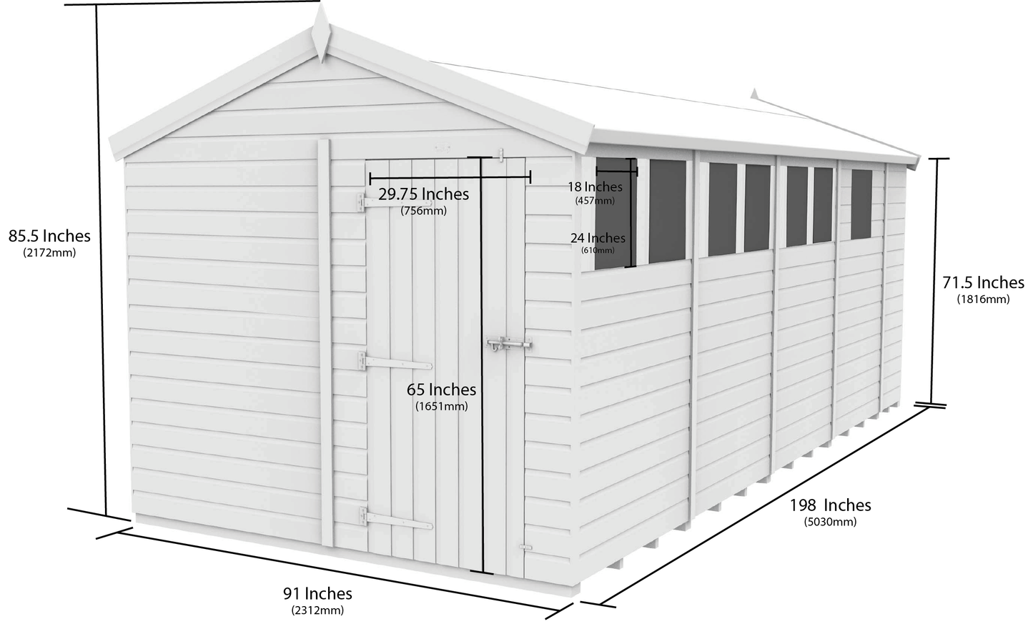 8 x 17  Apex Security Shed - view 5