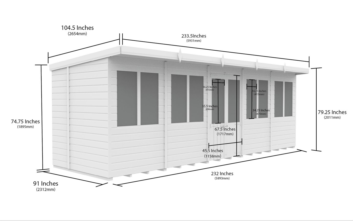 20 x 8 Pent Summer House - view 3