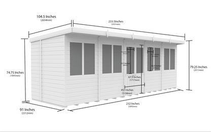 20 x 8 Pent Summer House - view 3