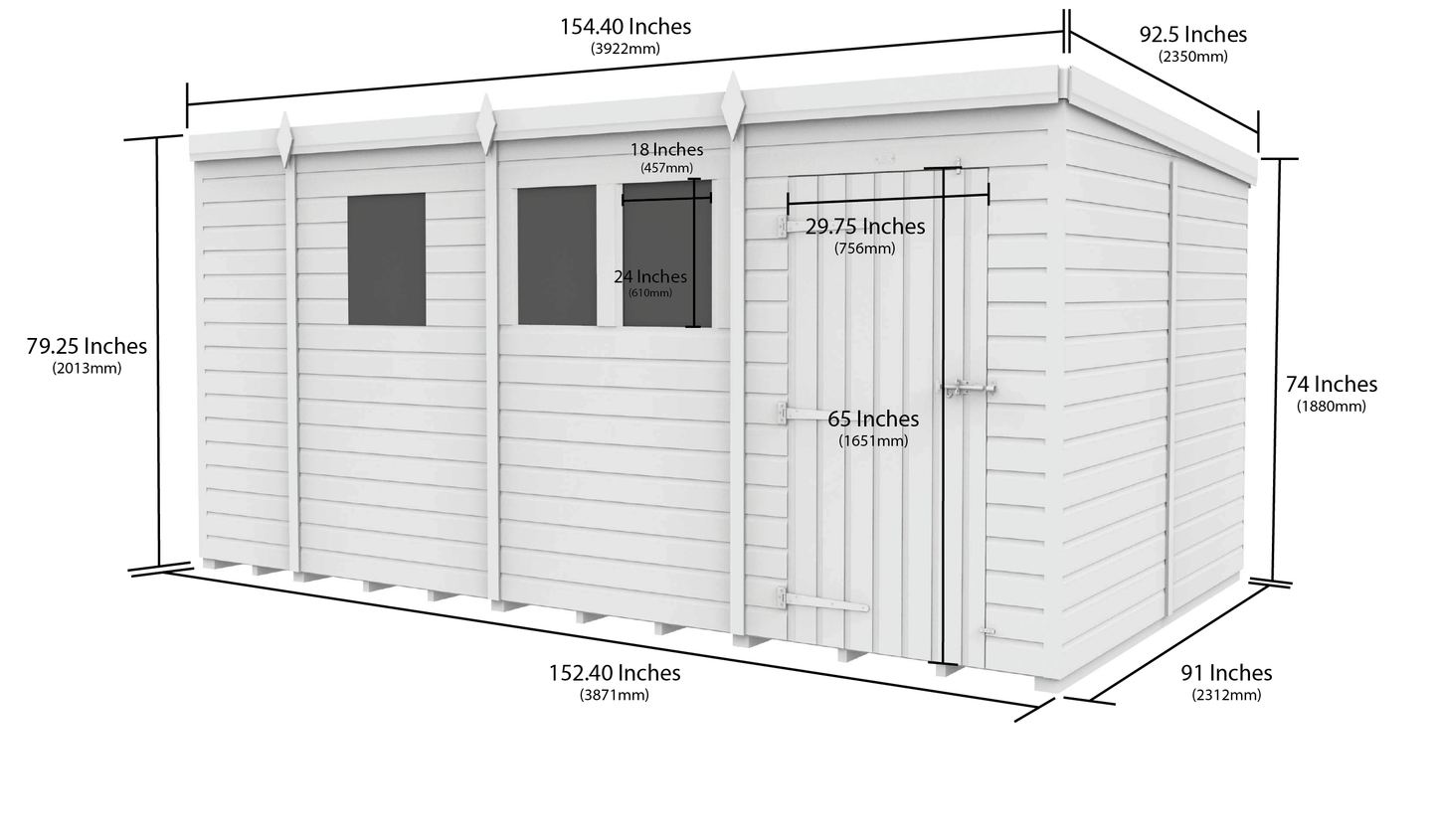 13 x 8 Security Pent Shed - view 5