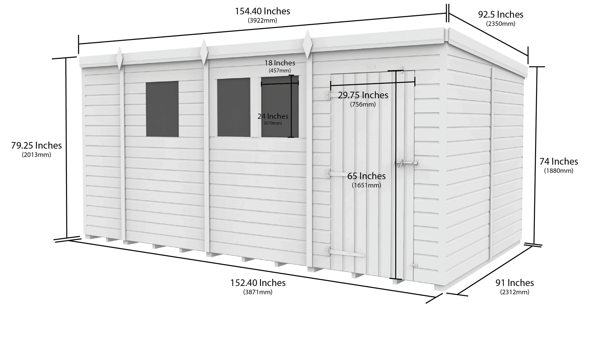 13 x 8 Security Pent Shed - view 5