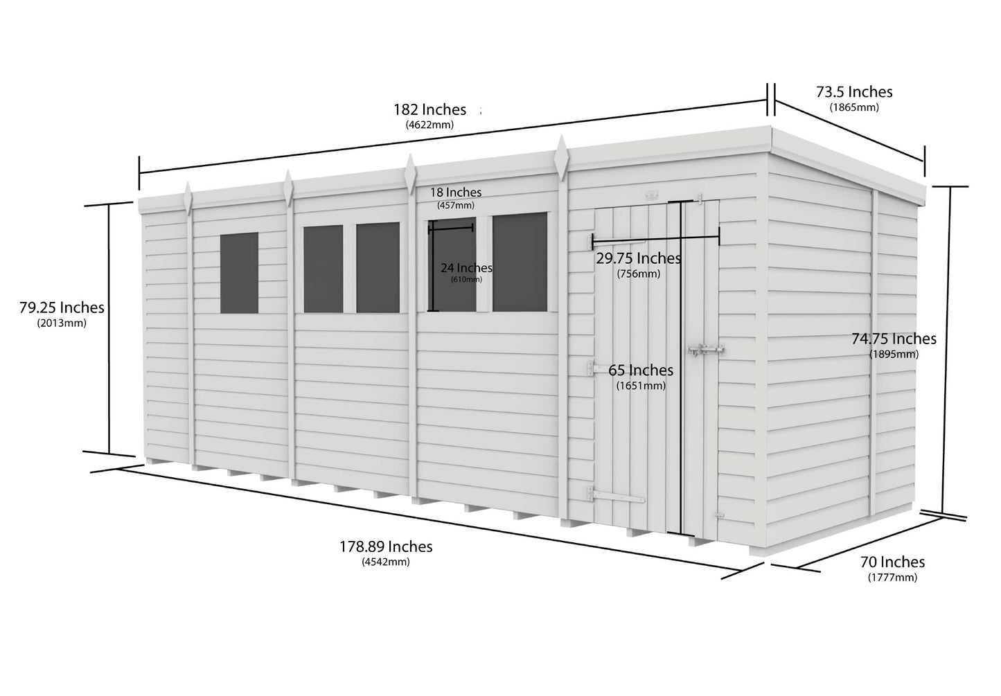 17 x 6  Security Pent Shed - view 4