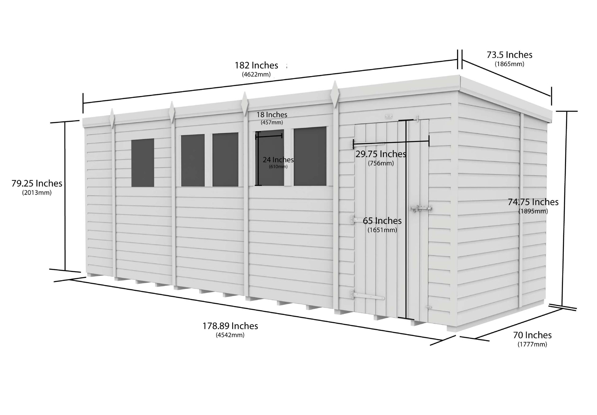 17 x 6  Security Pent Shed - view 4
