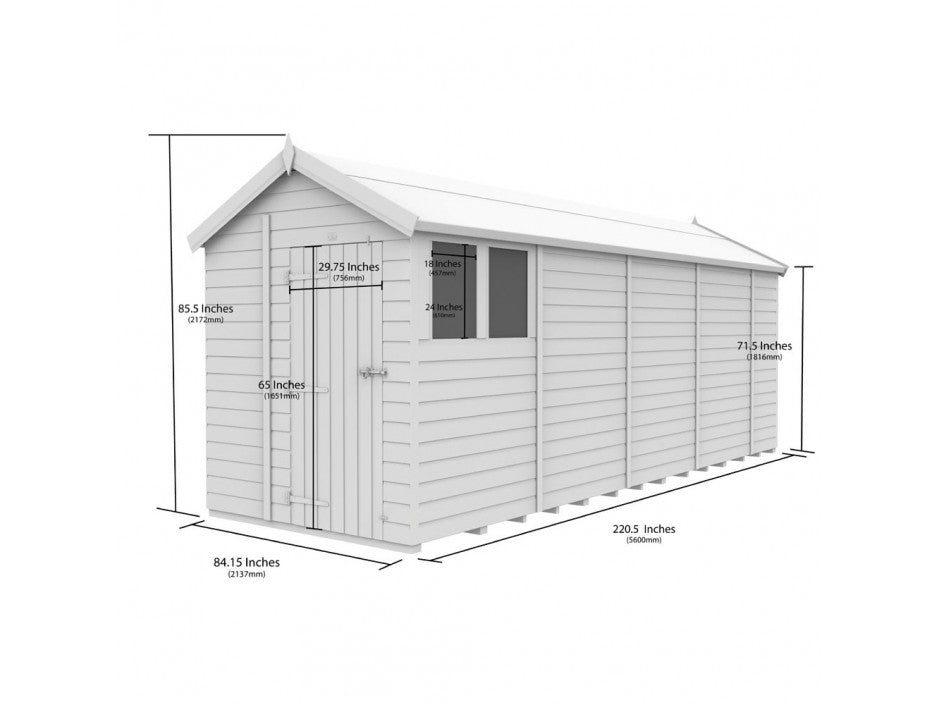 7 x 19 Apex Shed (Single Door, With Windows) - view 3