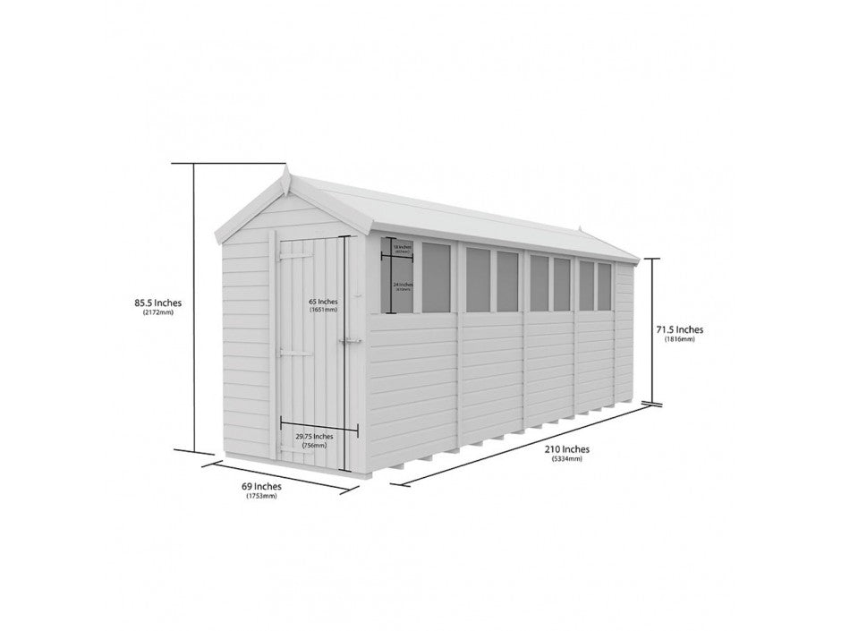 5 x 18 Apex Shed (Single Door, With Windows) - view 4