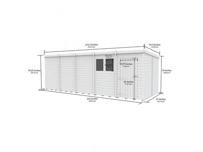 20 x 8 Pent Shed (Double Door, No Windows) - view 3