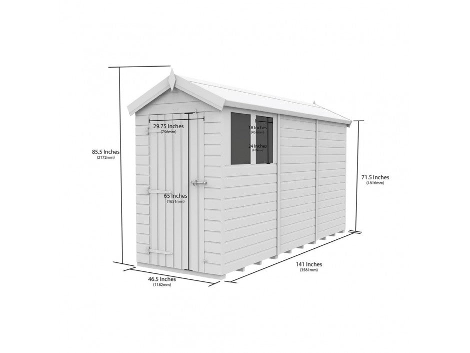 4 x 12 Apex Shed (Single Door, With Windows) - view 6