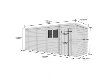 18 x 7 Pent Shed (Single Door, No Windows) - view 6