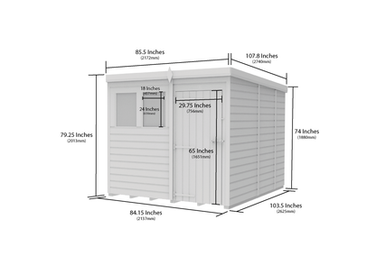 7 x 9 Pent Shed (Double Door, With Windows) - view 6