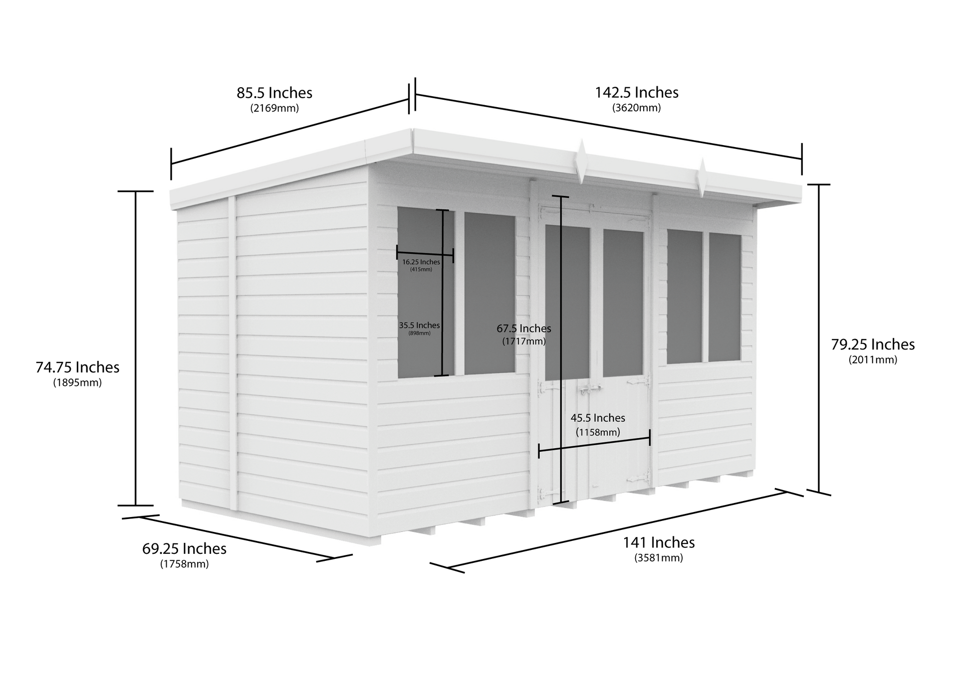 12 x 6 Pent Summer House - view 4