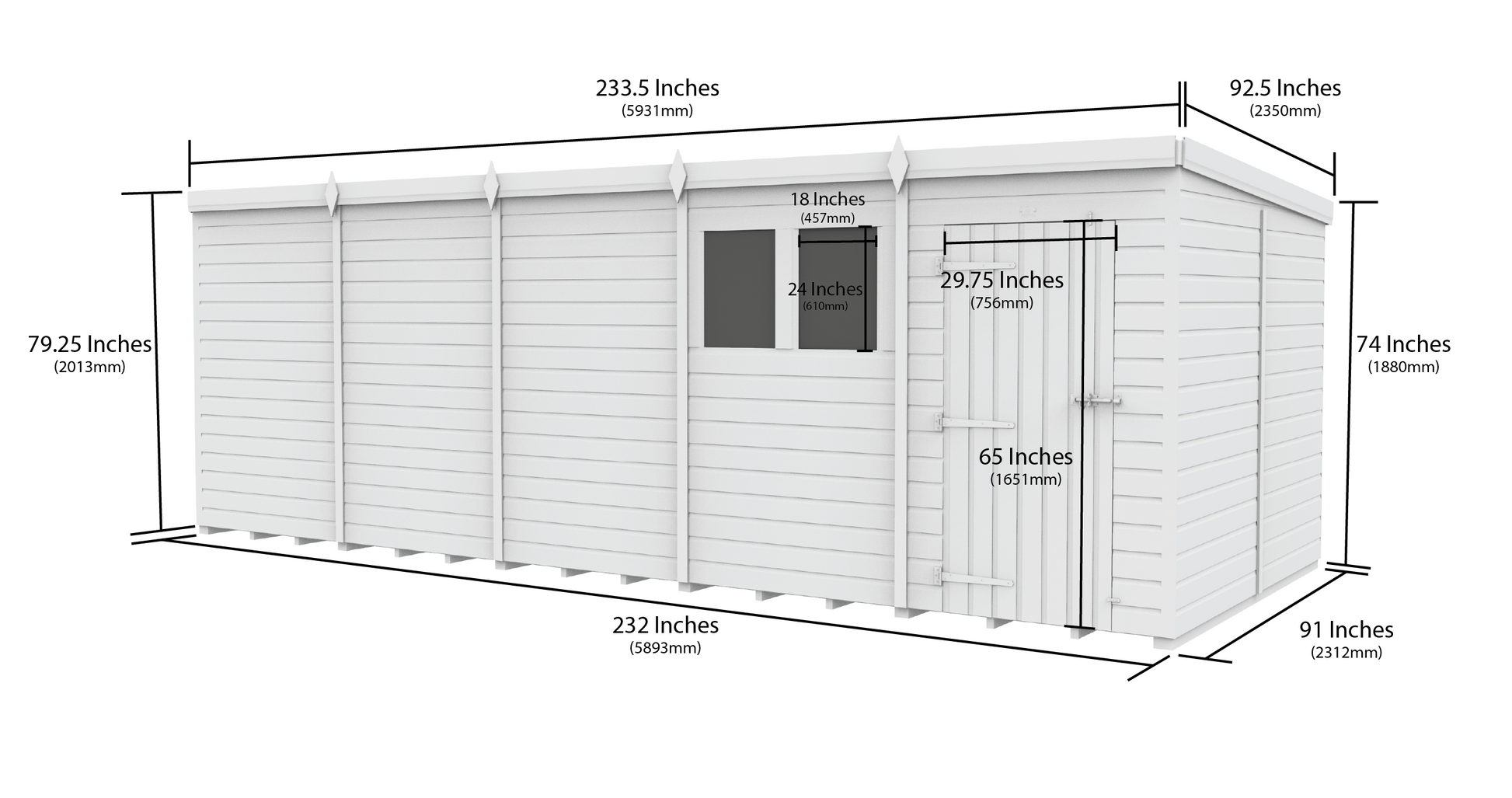 20 x 8 Security Pent Shed - view 3
