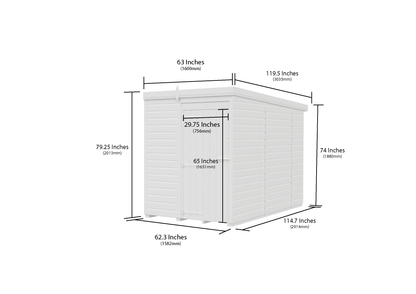 5 x 10 Pent Shed (Single Door, No Windows) - view 6