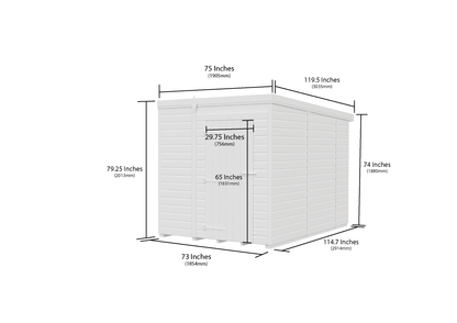 6 x 10 Pent Shed (Single Door, No Windows) - view 5