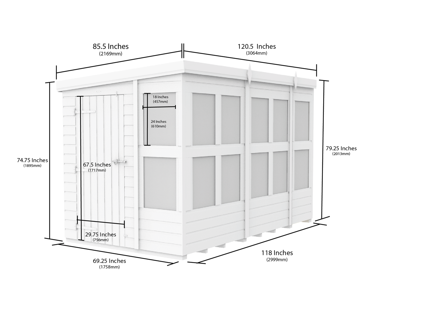 6 x 10 Pent Potting Shed - view 4