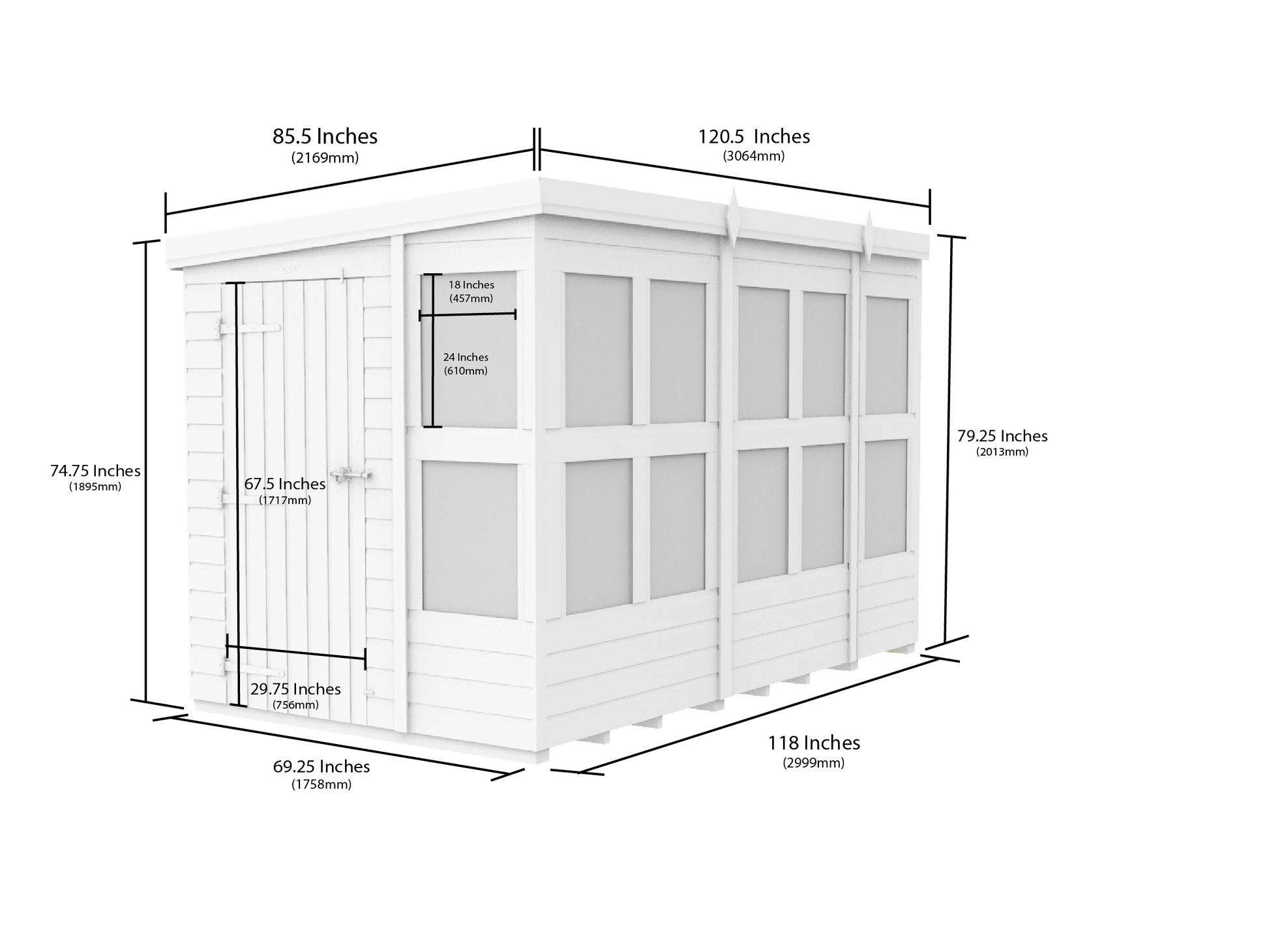 6 x 10 Pent Potting Shed - view 4