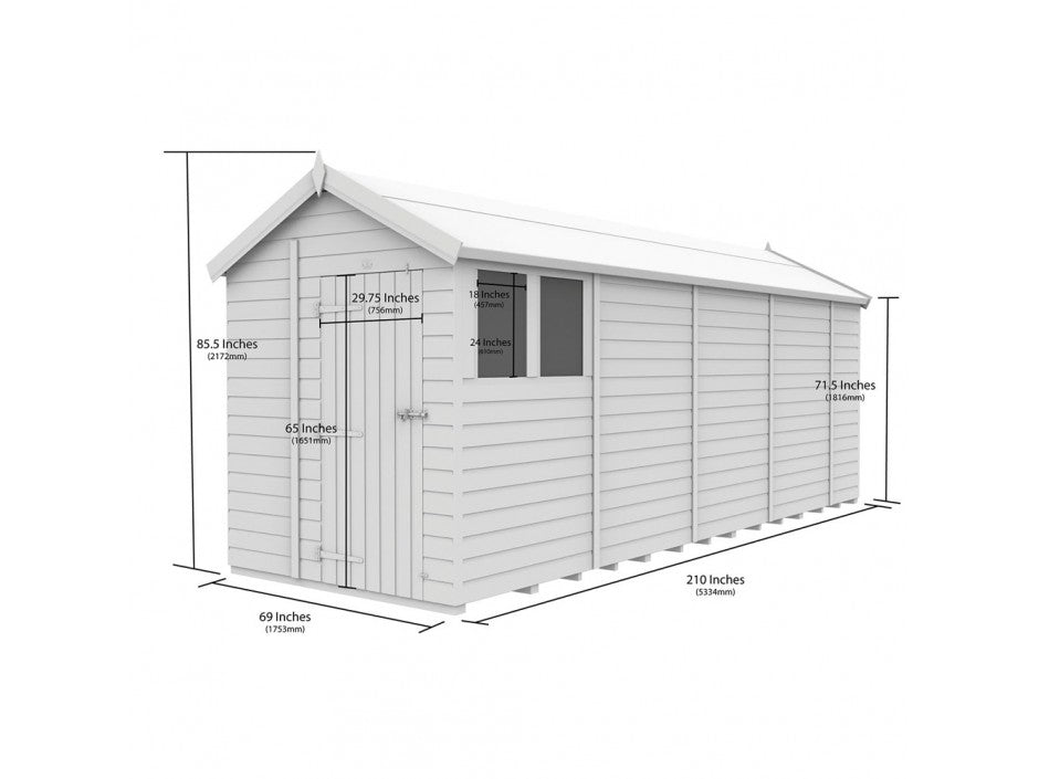 6 x 18 Apex Shed (Double Door, With Windows) - view 3
