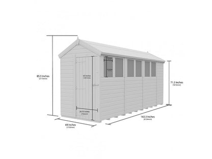 5 x 14 Apex Shed (Single Door, No Windows) - view 3