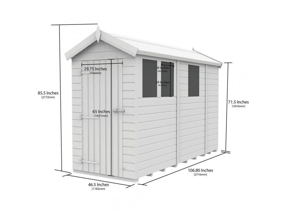 4 x 9 Apex Shed (Single Door, No Windows) - view 3