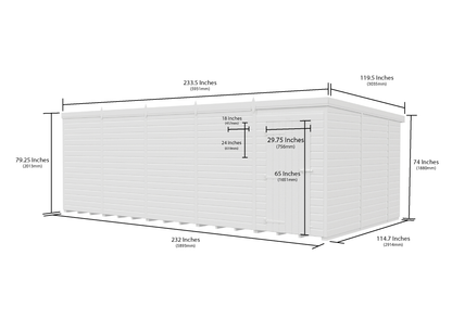 20 x 10 Pent Shed (Single Door, No Windows) - view 6