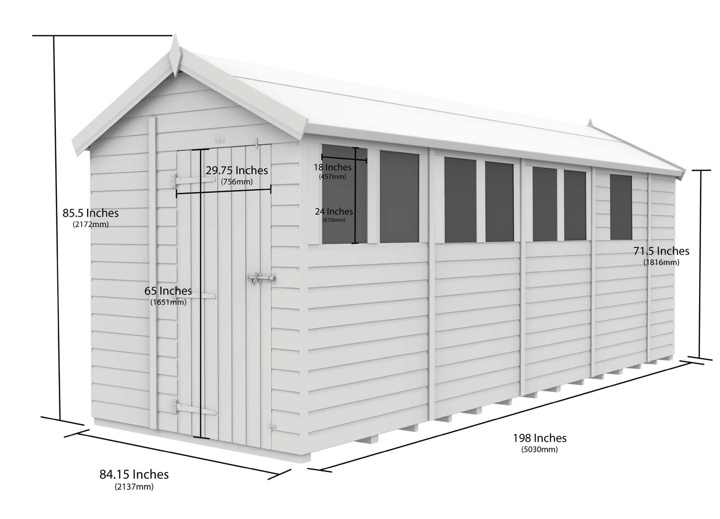 7 x 17 Apex Security Shed - view 5