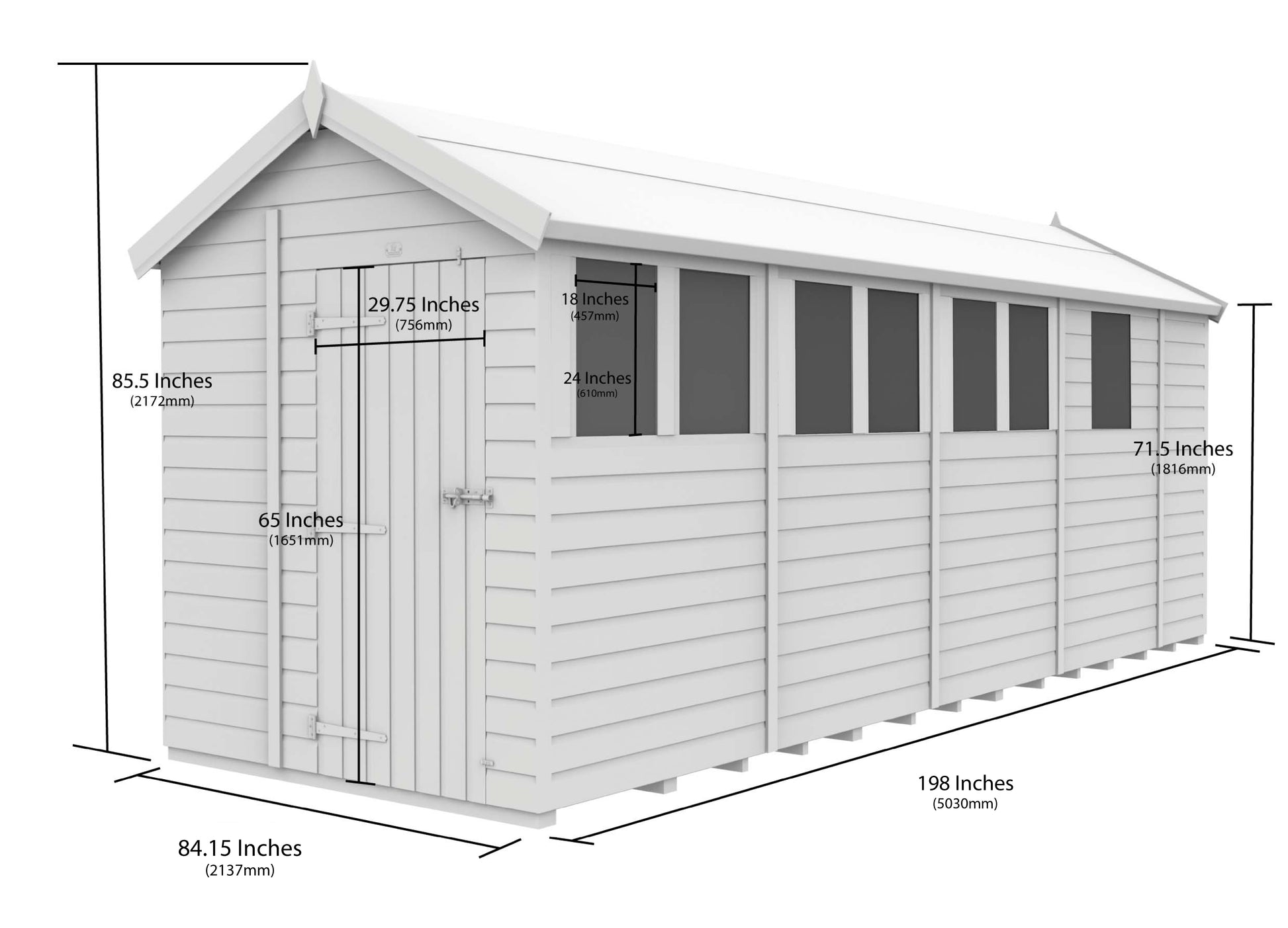 7 x 17 Apex Security Shed - view 5