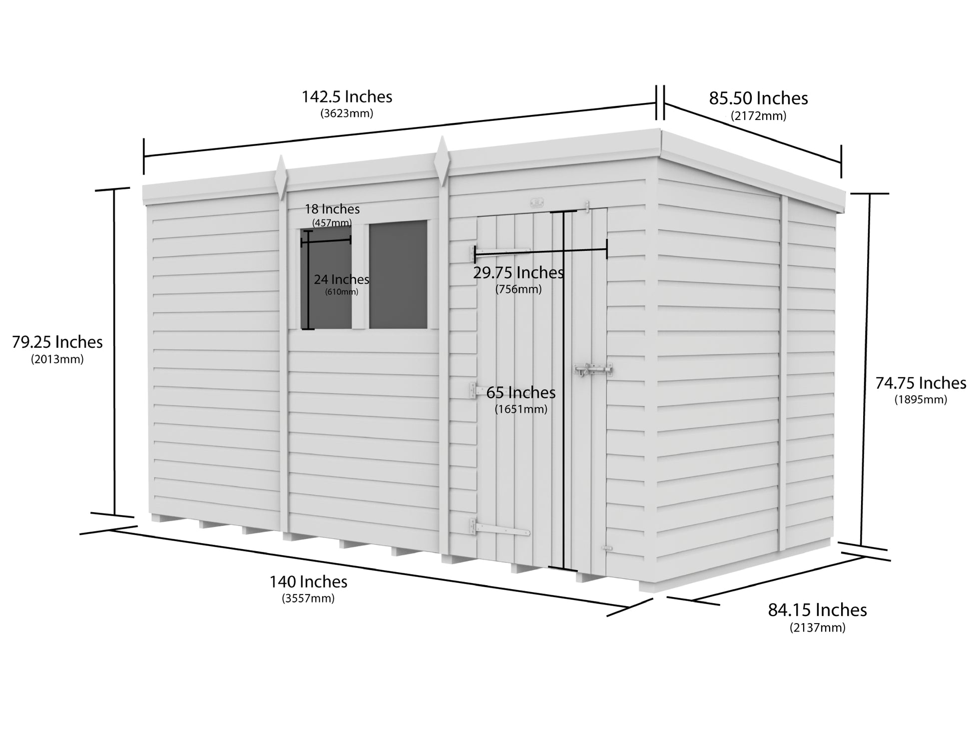 12 x 7 Security Pent Shed - view 6