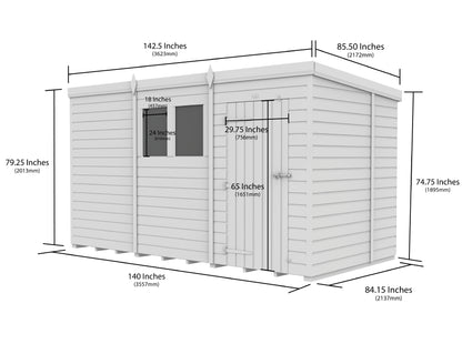 12 x 7 Security Pent Shed - view 6