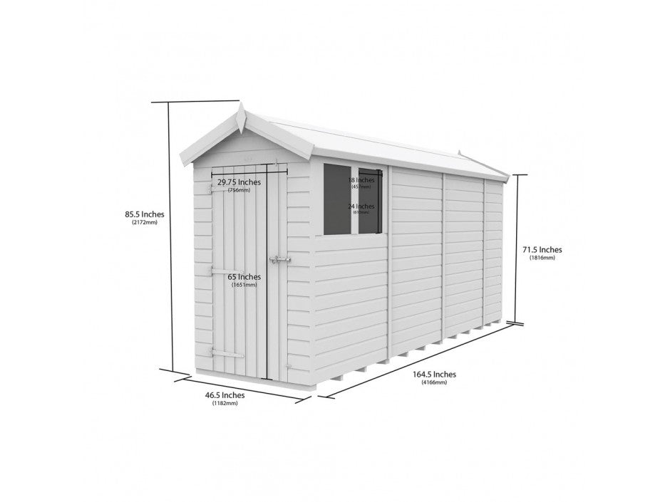 4 x 14 Apex Shed (Double Door, With Windows) - view 4