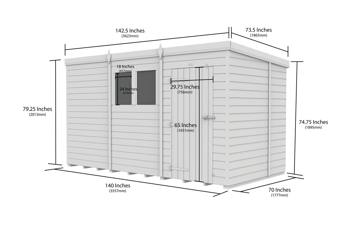 12 x 6  Security Pent Shed - view 3