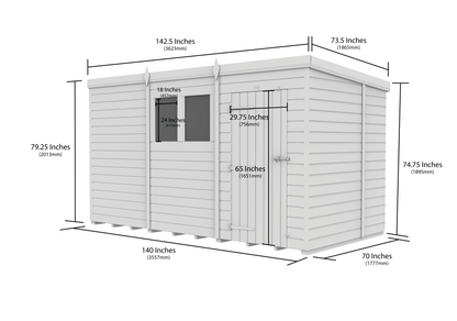 12 x 6  Security Pent Shed - view 3