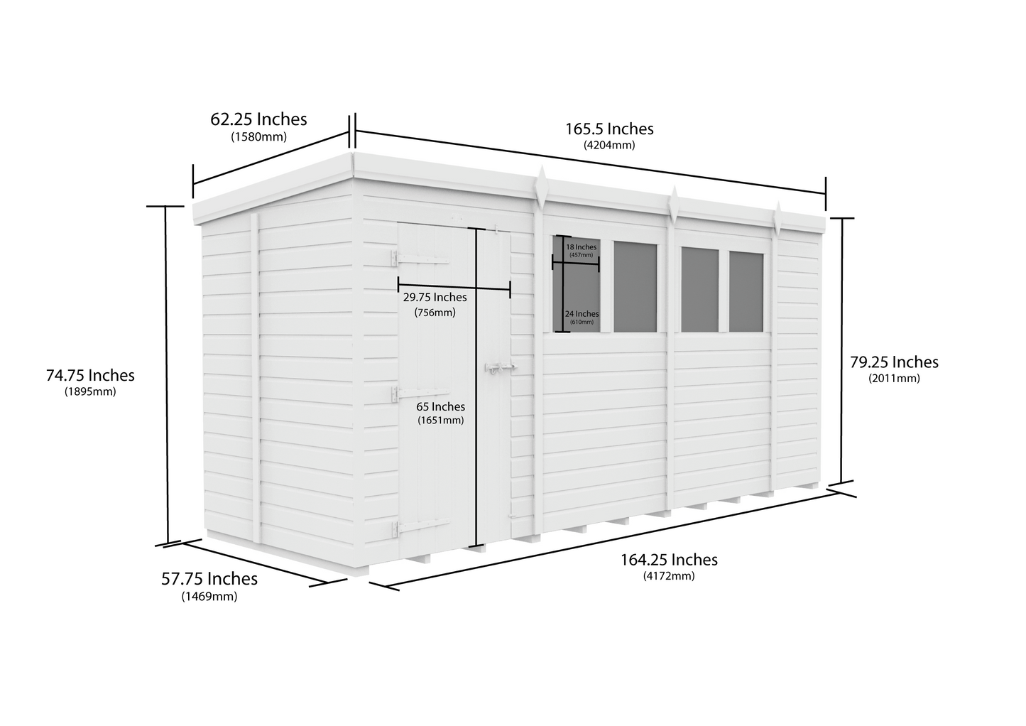 14 x 5 Security Pent Shed - view 6