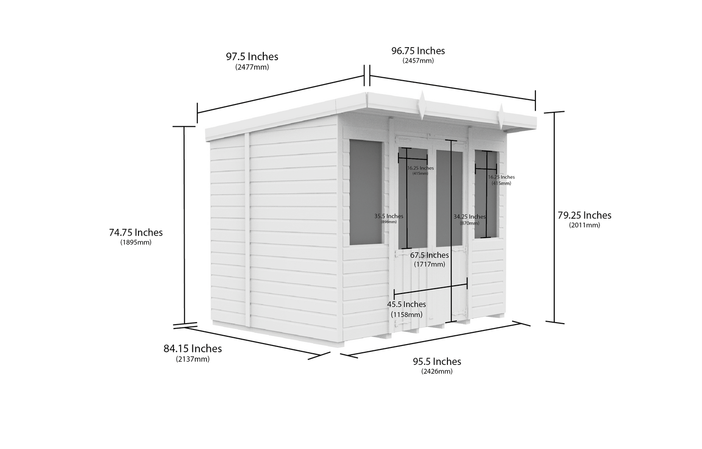 8 x 7 Pent Summer House - view 4