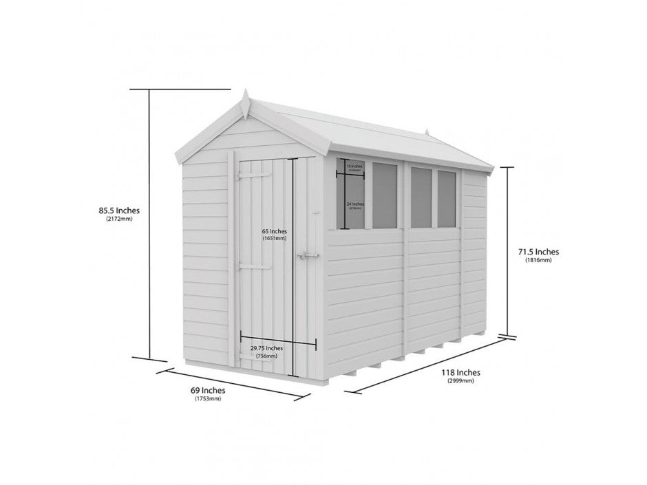 5 x 10 Apex Shed (Single Door, With Windows) - view 3