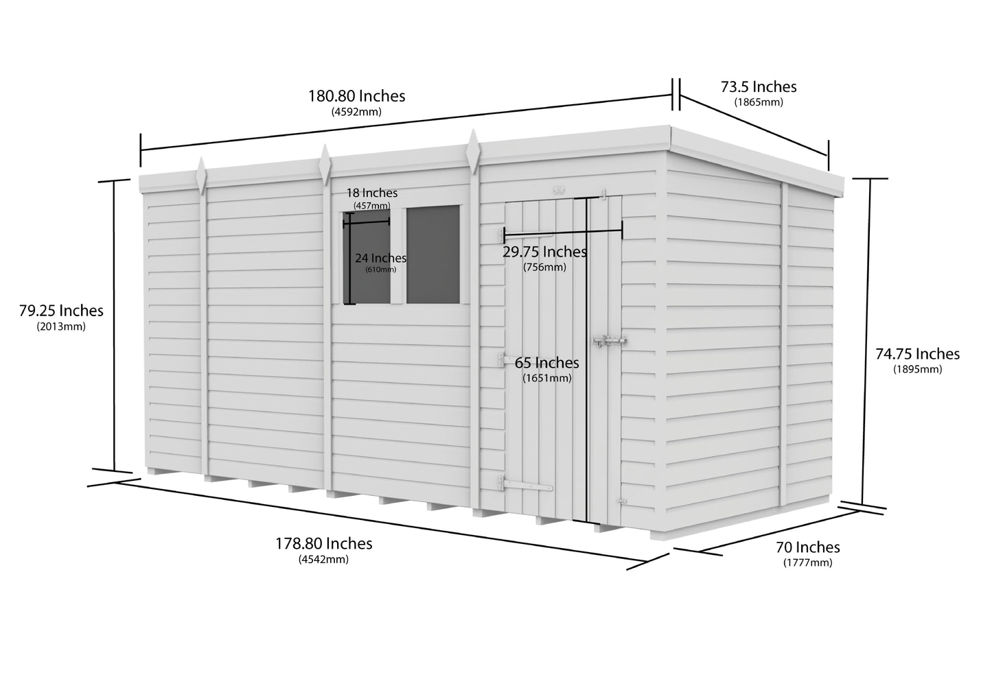 15 x 6  Security Pent Shed - view 3