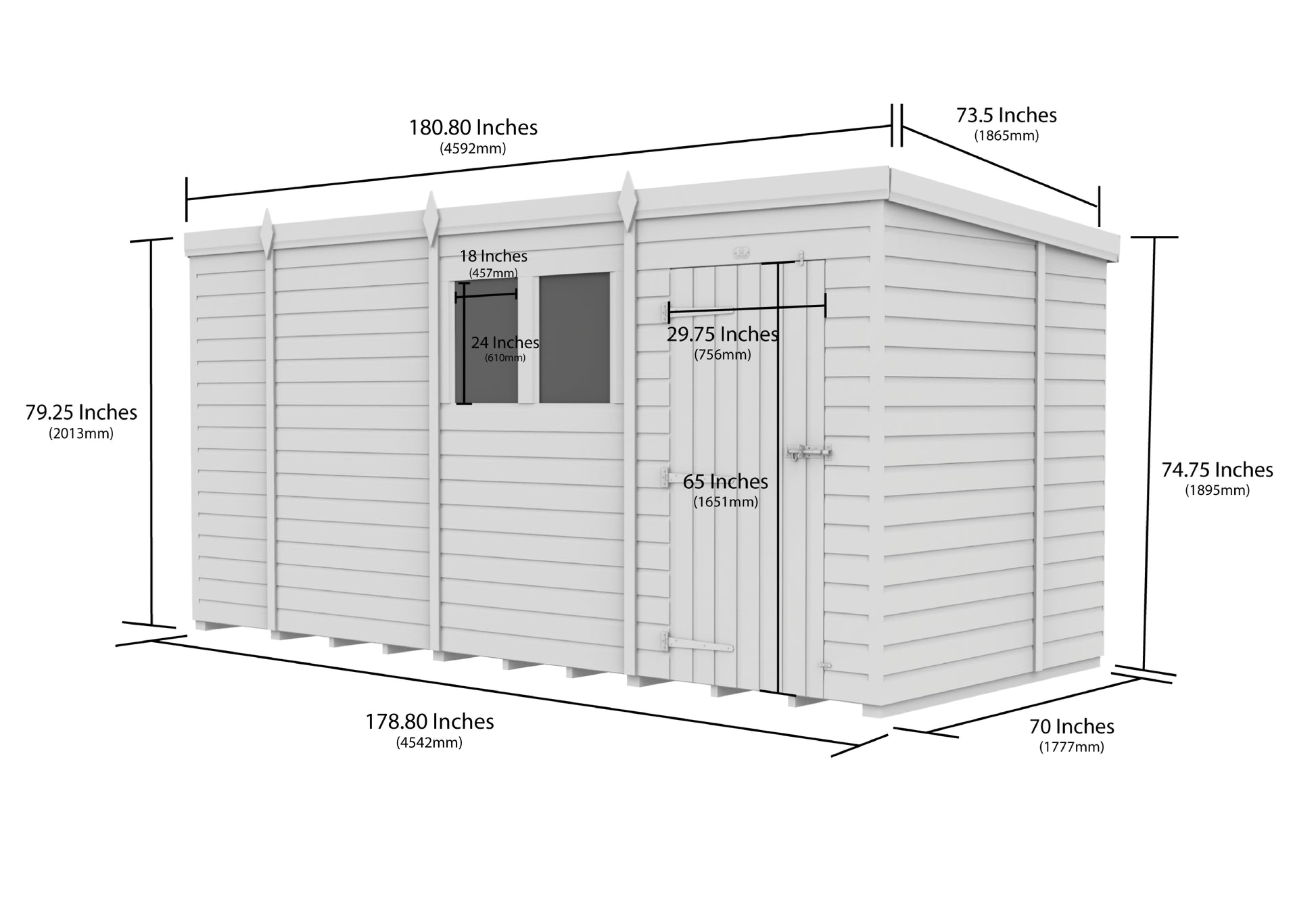 15 x 6  Security Pent Shed - view 3