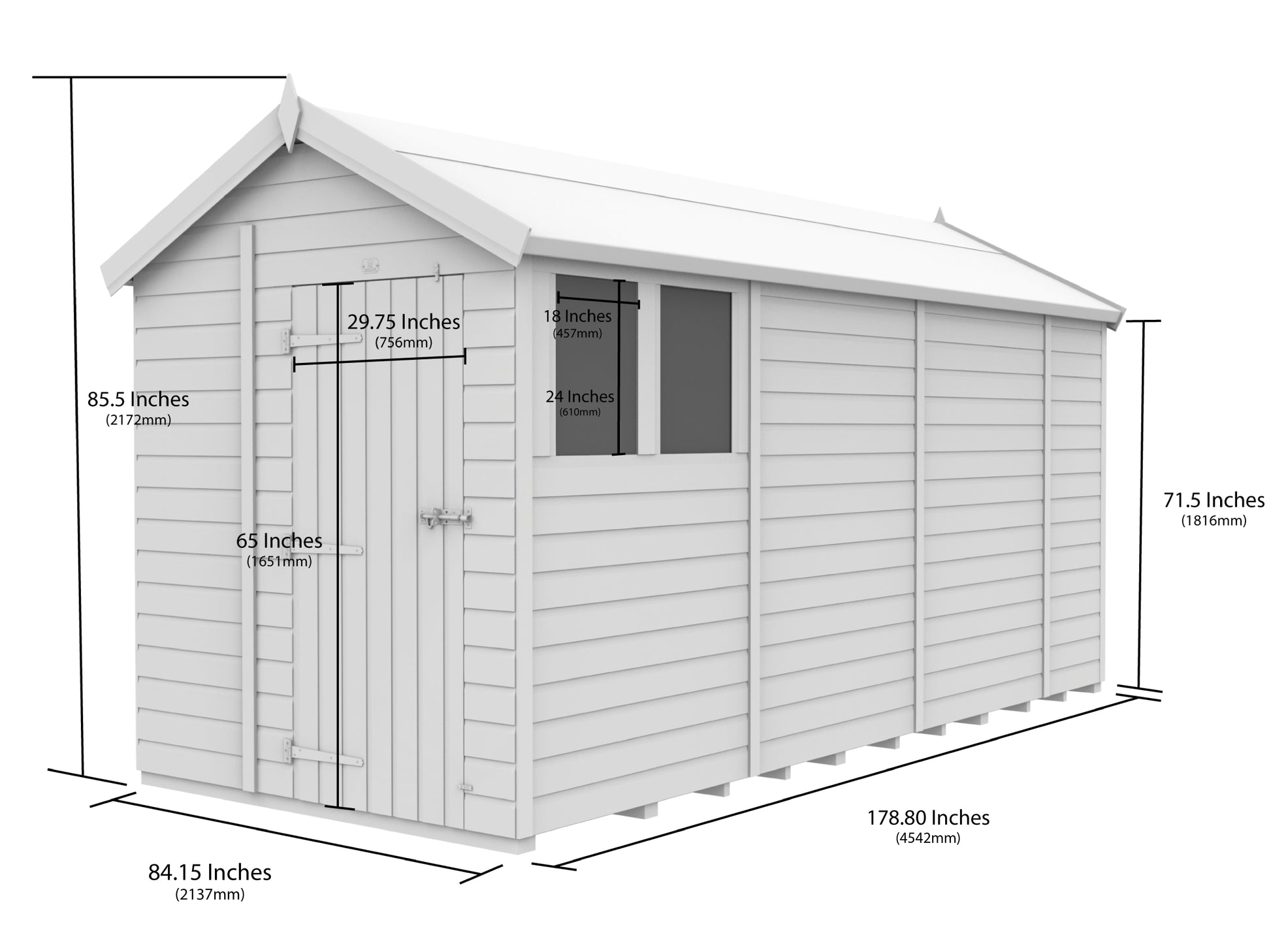 7 x 15 Apex Security Shed - view 5
