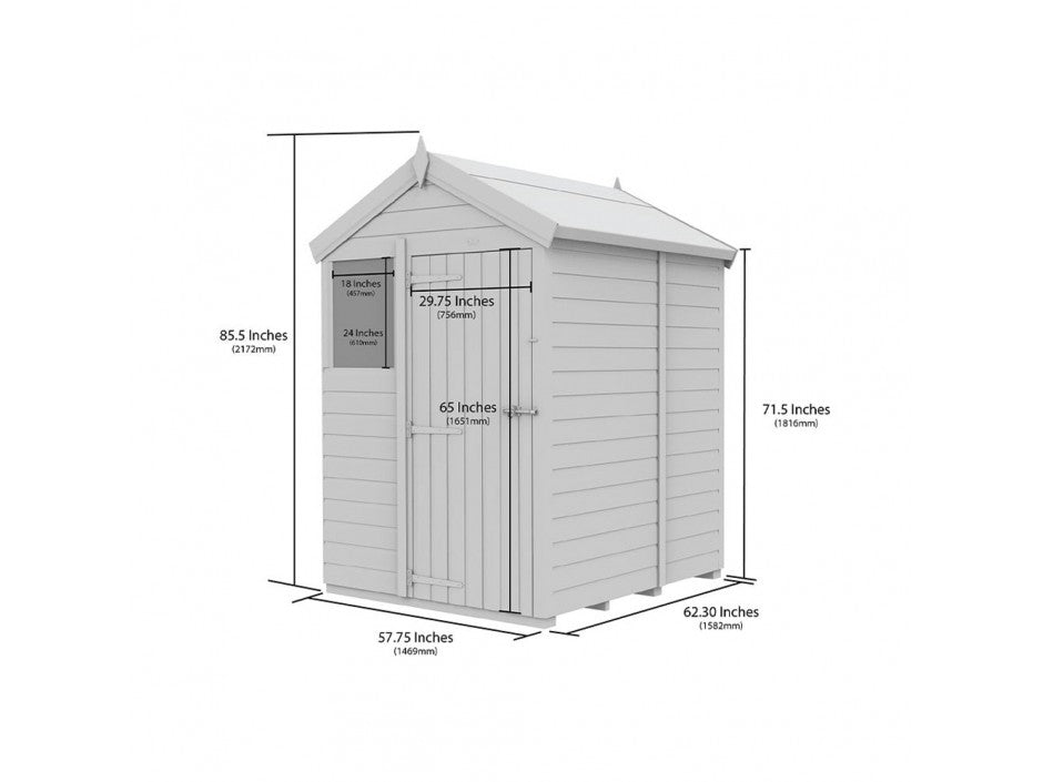 5 x 5 Apex Shed (Single Door, With Windows) - view 4