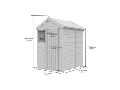 5 x 5 Apex Shed (Single Door, With Windows) - view 4