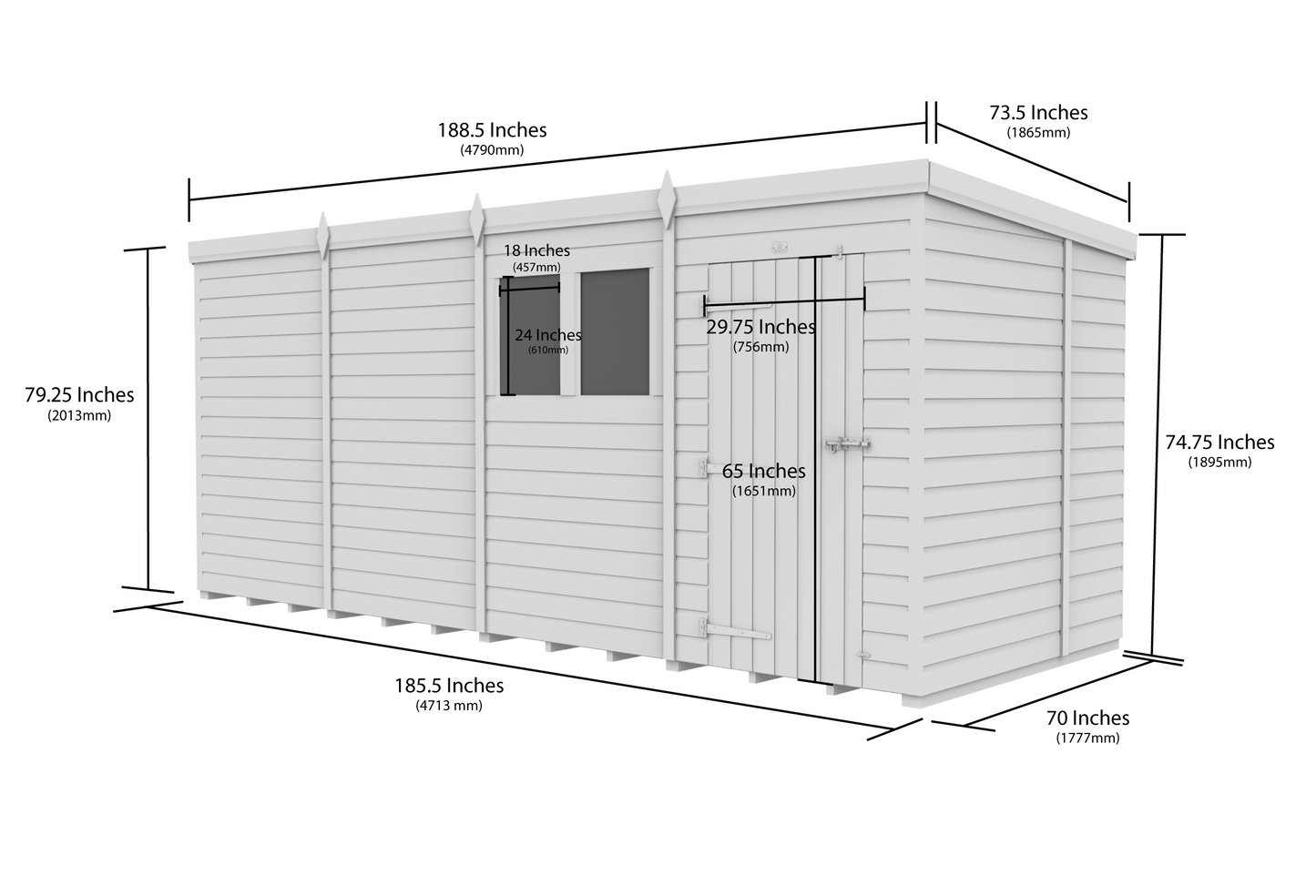 16 x 6  Security Pent Shed - view 5