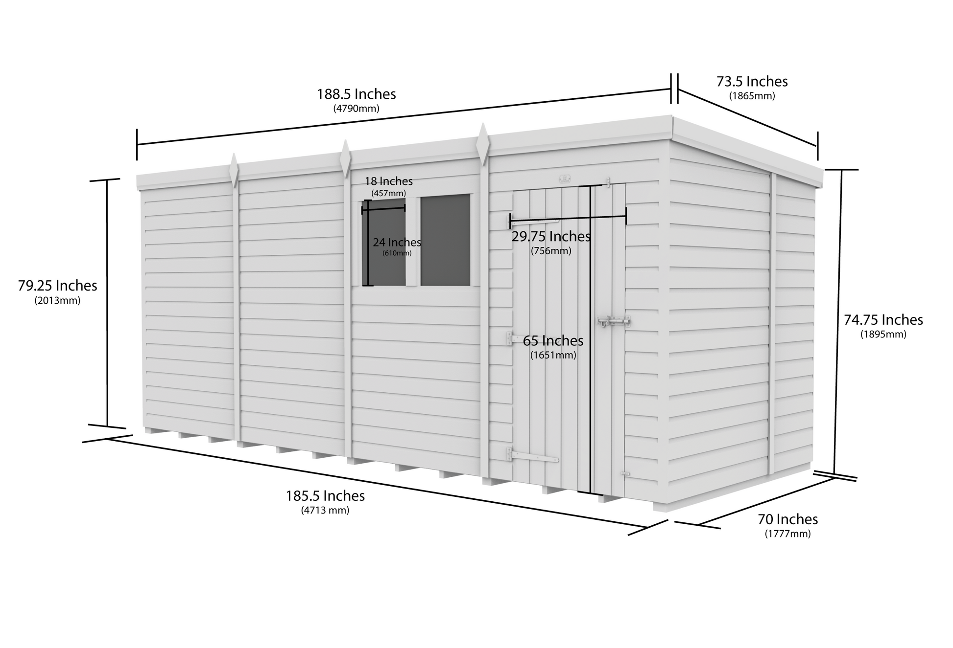 16 x 6  Security Pent Shed - view 5