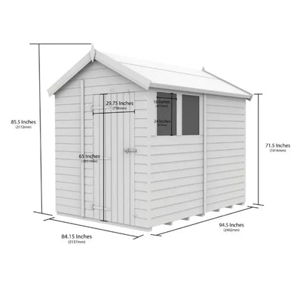 7 x 8 Apex Shed (Single Door, No Windows) - view 3